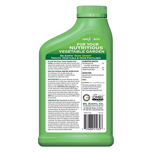 Dr. Earth Home Grown Tomato Vegetable & Herb Organic 3-2-2 Plant Fertilizer 24 Oz. - Case of: 1