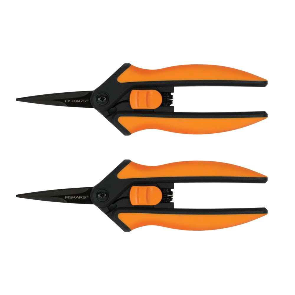 Fiskars Pruning Snips - 6" Garden Shears with Comfort Grip and Spring Action - 2 Pack
