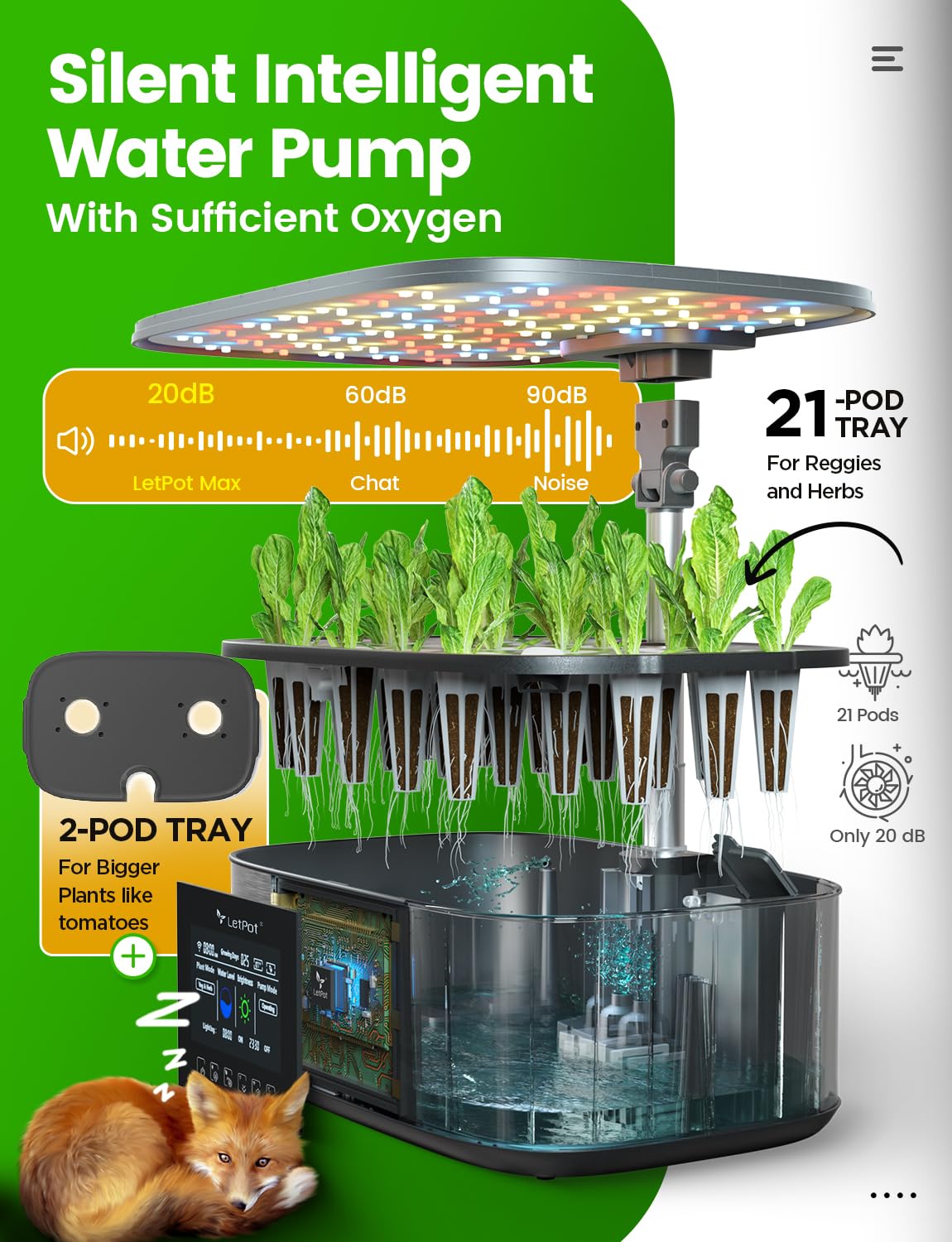 LetPot LPH-Max Hydroponics Growing System Kit, 21 Pods APP & WiFi Automatic Controlled Smart Indoor Garden