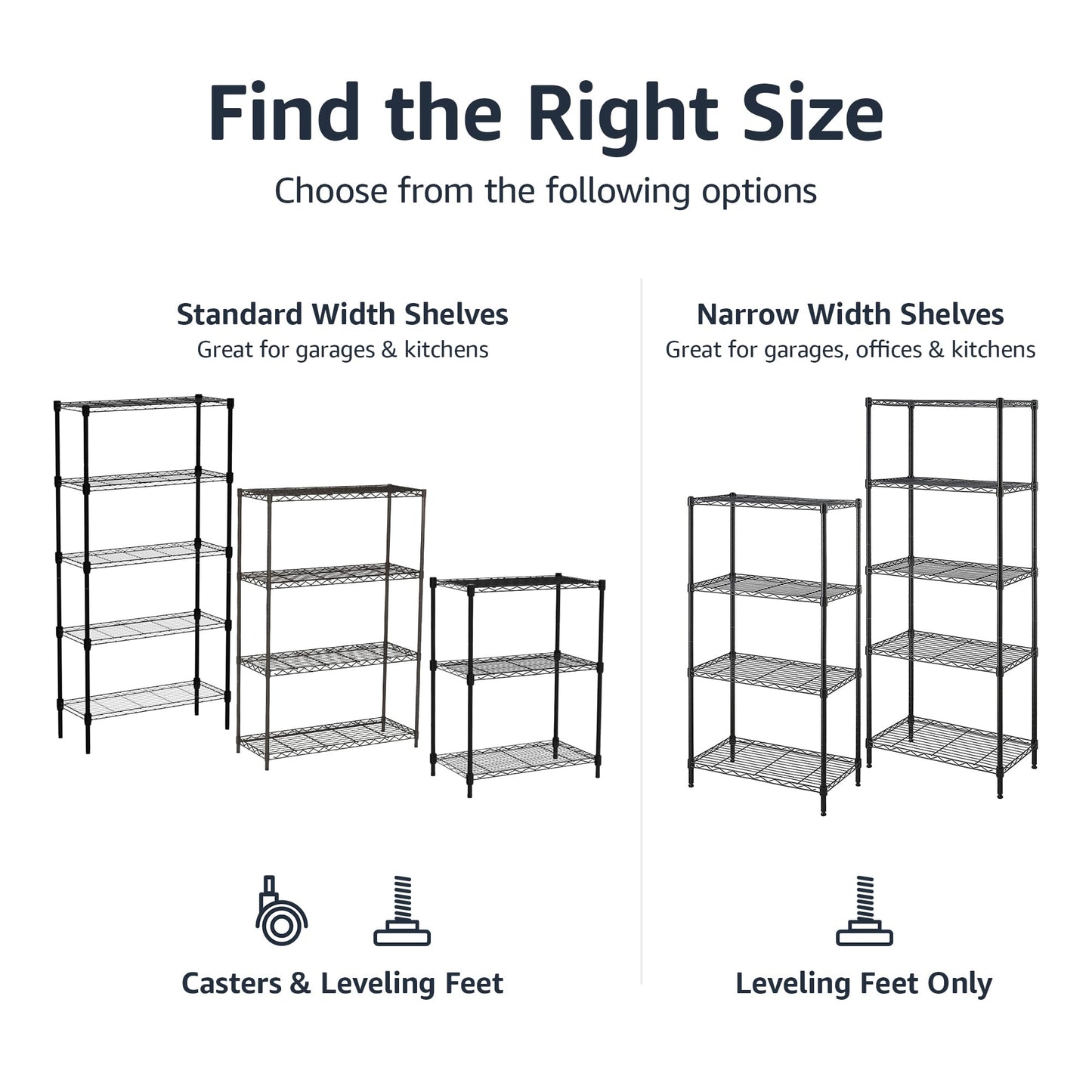 Amazon Basics 4-Shelf Adjustable Heavy Duty Steel Wire Rack Storage Shelving Organizer for Kitchen, Garage, 36" L x 14" W x 54" H, Black