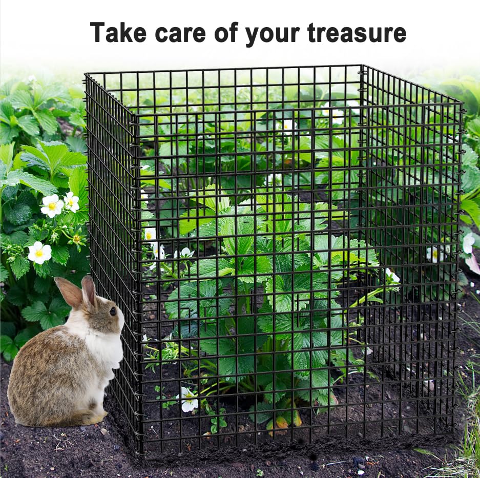 PREMILITY (4 Packs) Wire Plant Protector, 14.8" L x 14.8" W x 15.7" H Plant Protectors from Animals