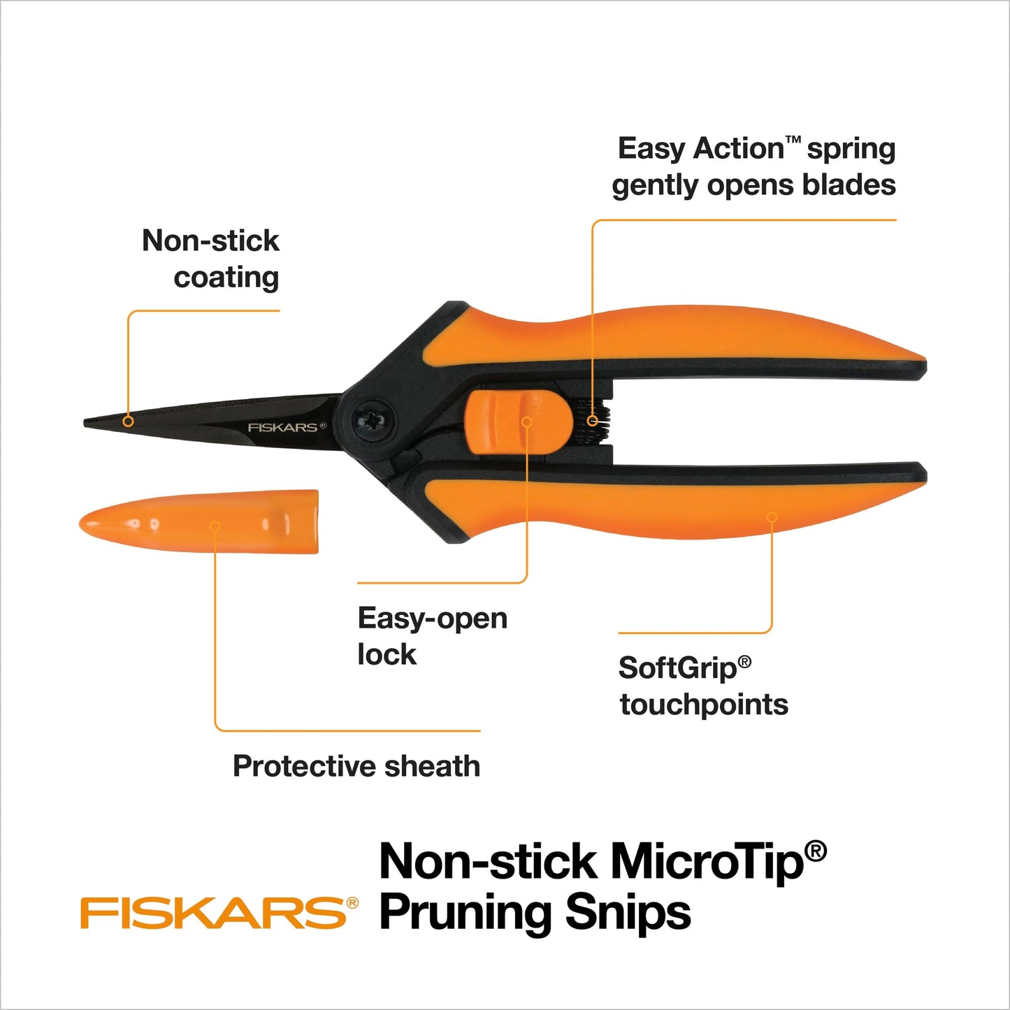 Fiskars Pruning Snips - 6" Garden Shears with Comfort Grip and Spring Action - 2 Pack