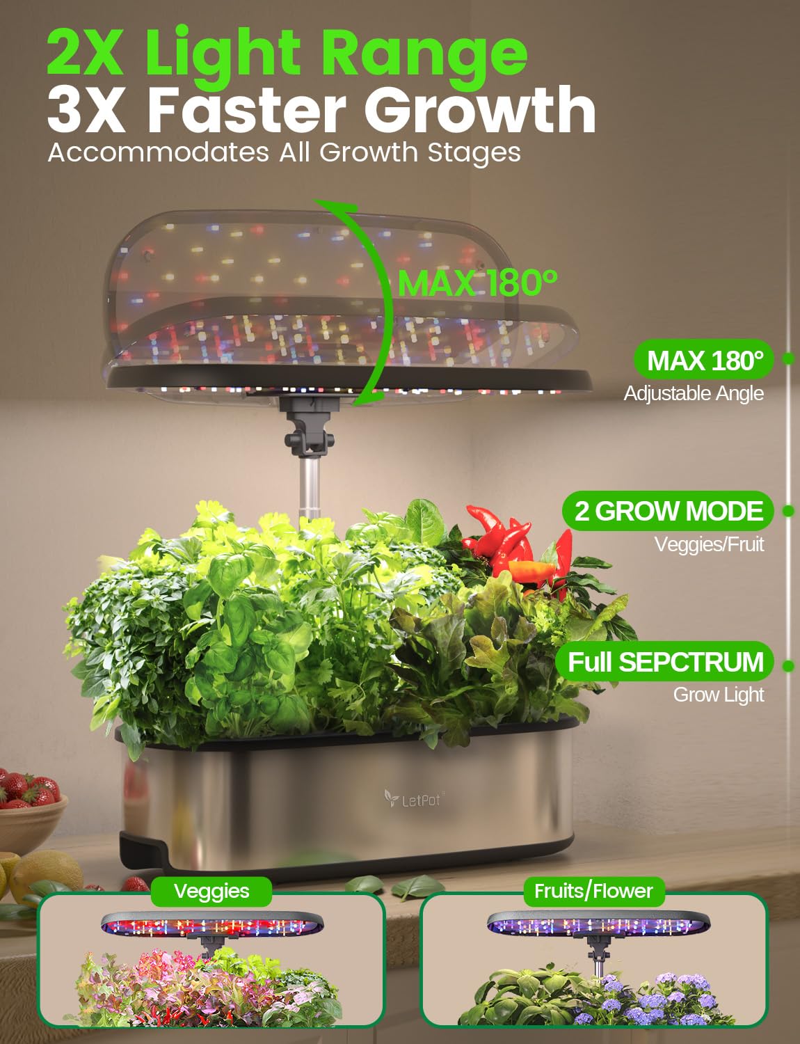 LetPot LPH-SE Hydroponics Growing System, 12 Pods Smart Herb Garden Kit Indoor, Indoor Garden, APP & WiFi Controlled