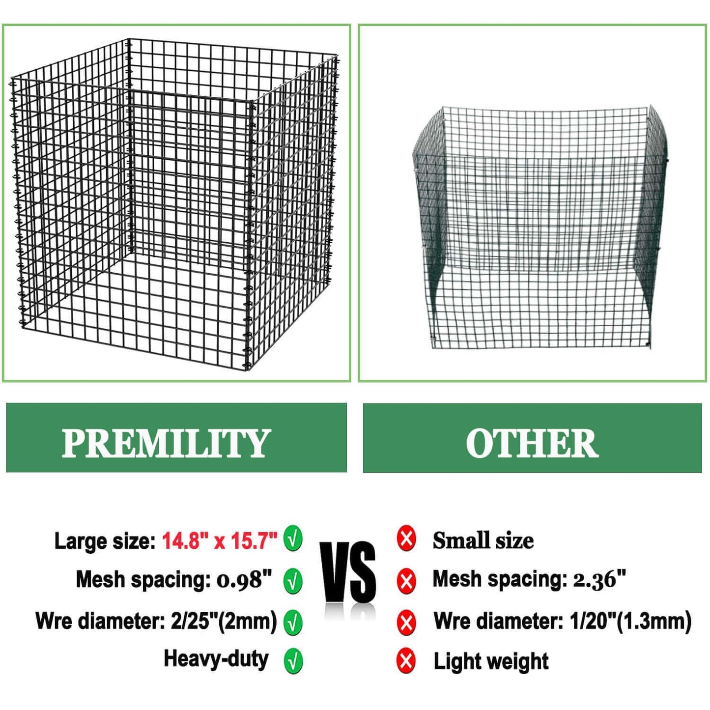 PREMILITY (4 Packs) Wire Plant Protector, 14.8" L x 14.8" W x 15.7" H Plant Protectors from Animals