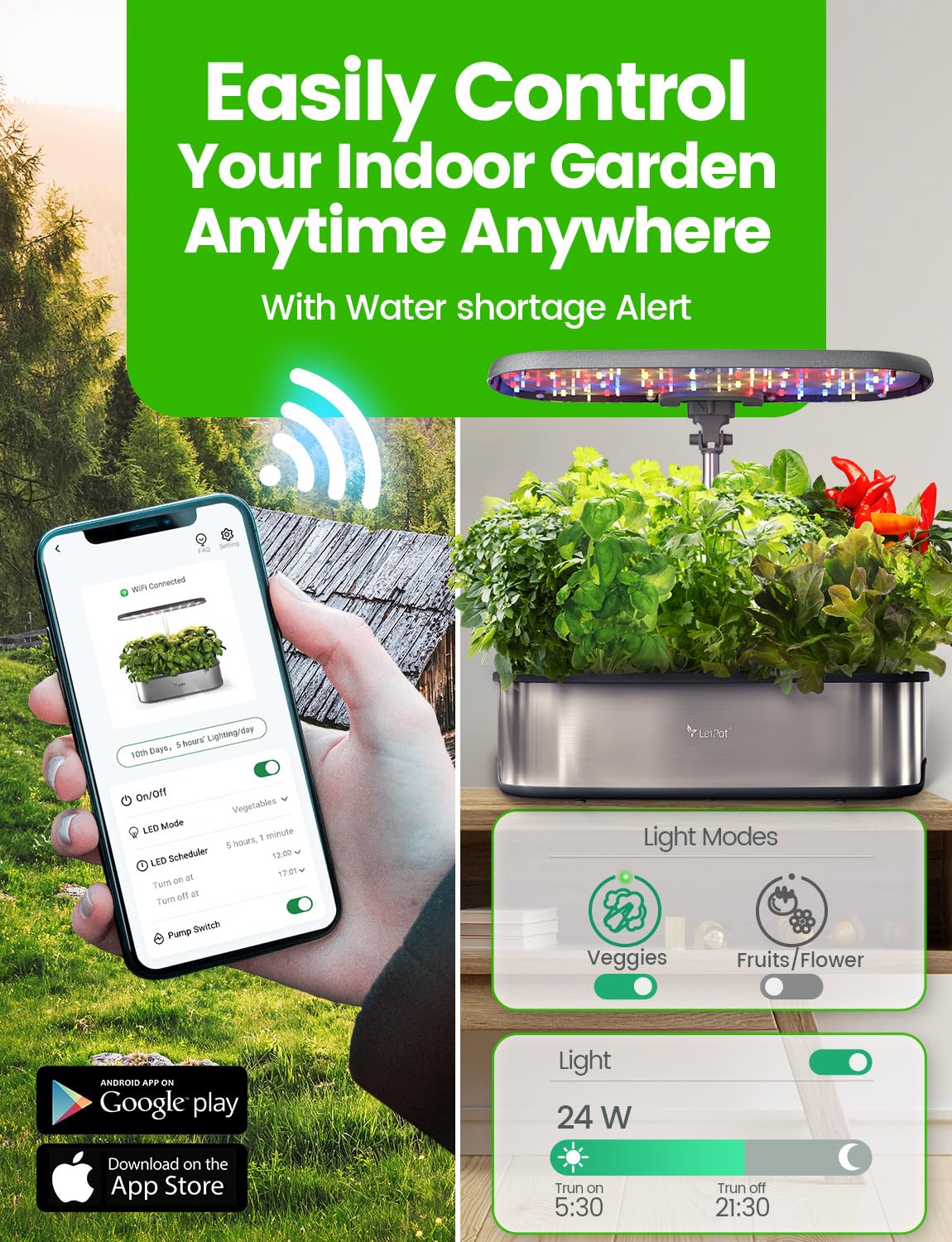 LetPot LPH-SE Hydroponics Growing System, 12 Pods Smart Herb Garden Kit Indoor, Indoor Garden, APP & WiFi Controlled