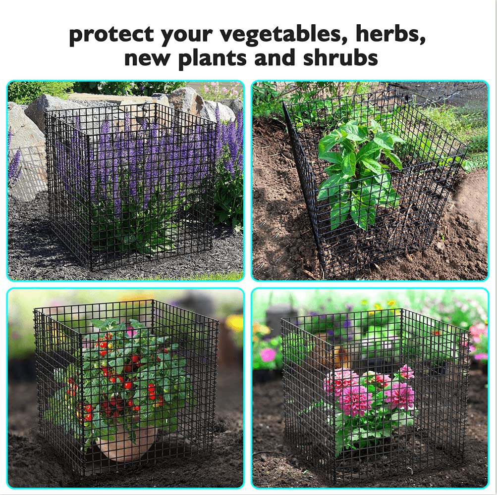 PREMILITY (4 Packs) Wire Plant Protector, 14.8" L x 14.8" W x 15.7" H Plant Protectors from Animals