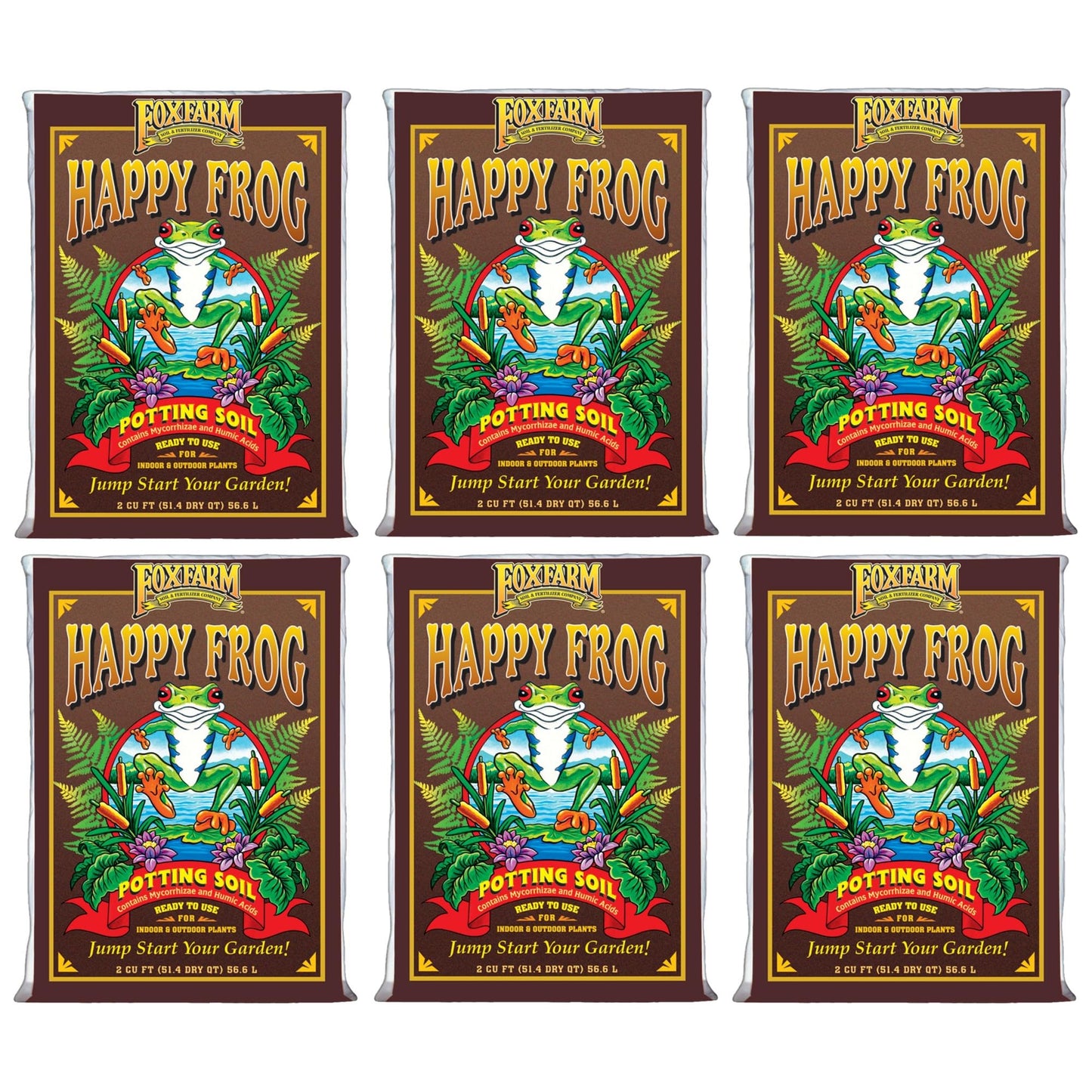 FoxFarm Happy Frog Potting Soil, 2cu ft (Pack of 6) - for Indoor/Outdoor Container Plants
