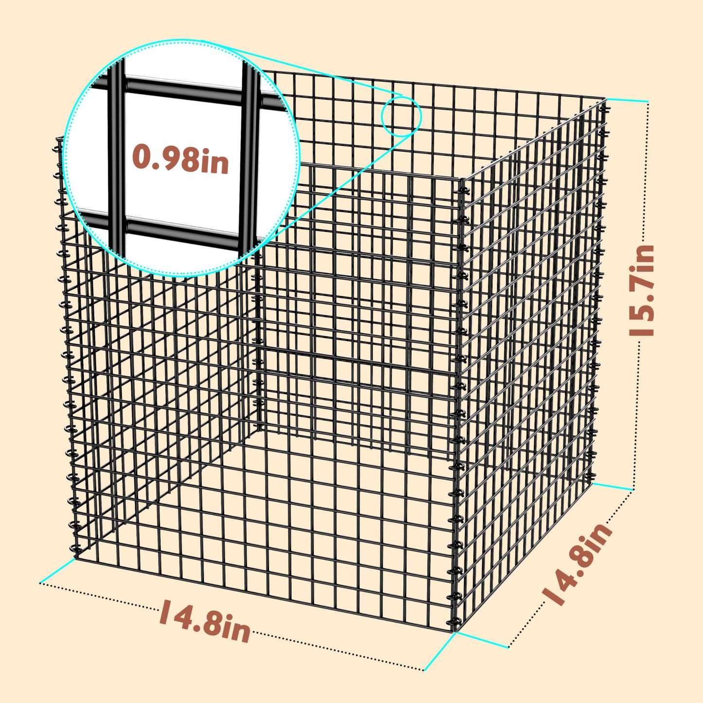 PREMILITY (4 Packs) Wire Plant Protector, 14.8" L x 14.8" W x 15.7" H Plant Protectors from Animals