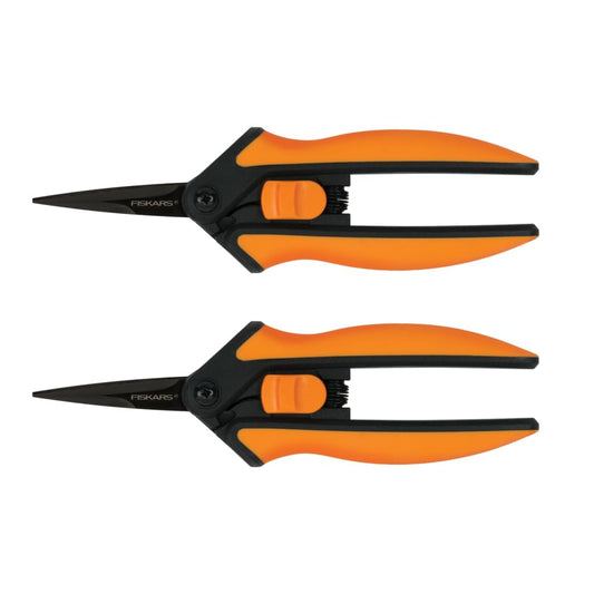 Fiskars Pruning Snips - 6" Garden Shears with Comfort Grip and Spring Action - 2 Pack