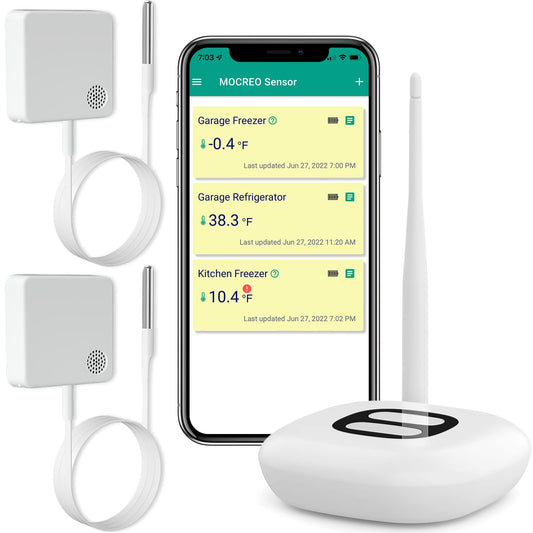 MOCREO WiFi Thermometer Freezer Alarm, Email Alert, App Notification (2 Pack) …