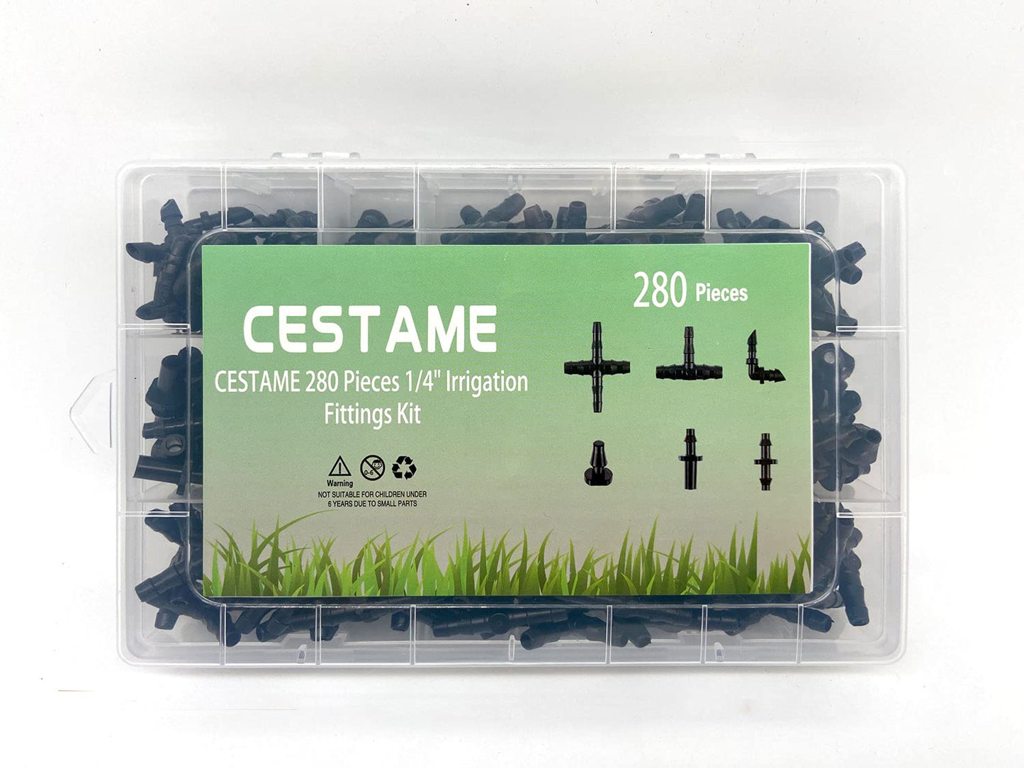 280 Pcs Barbed Connectors Irrigation Fittings Kit,Drip Irrigation Barbed Connectors 1/4''Tubing Fittings Kit
