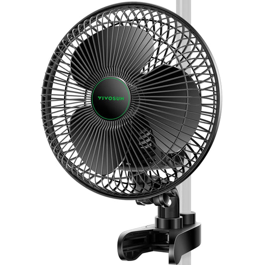 VIVOSUN AeroWave A6 6-Inch Clip-on Fan, Patented Portable Indoor Fan with Clip, 2-Speed Adjustment, Cord, Strong Airflow but Low Noise, and Fully-Adjustable Tilt for Grow Tent, Black, 1-Pack