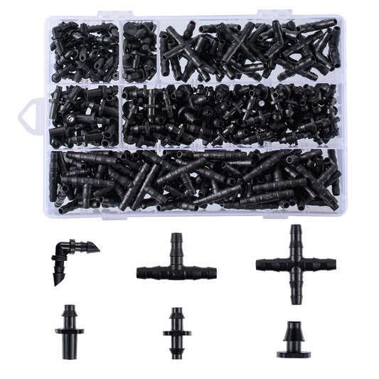280 Pcs Barbed Connectors Irrigation Fittings Kit,Drip Irrigation Barbed Connectors 1/4''Tubing Fittings Kit